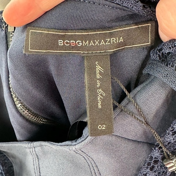 Bcbgmaxazria womens Sophiana dress size 2 navy blue lace party cocktail - Picture 9 of 15